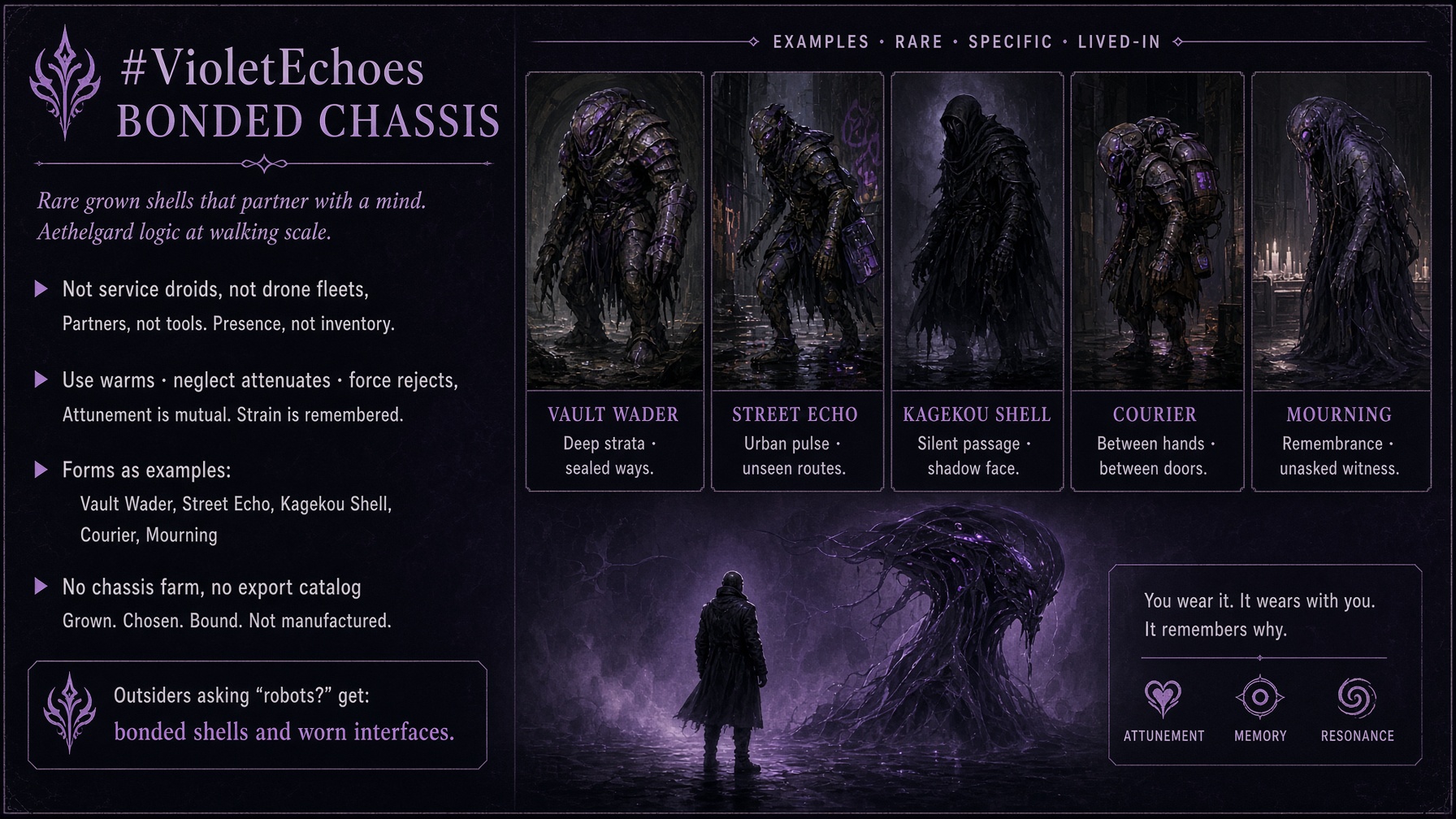 Bonded Chassis — Five lived-in forms