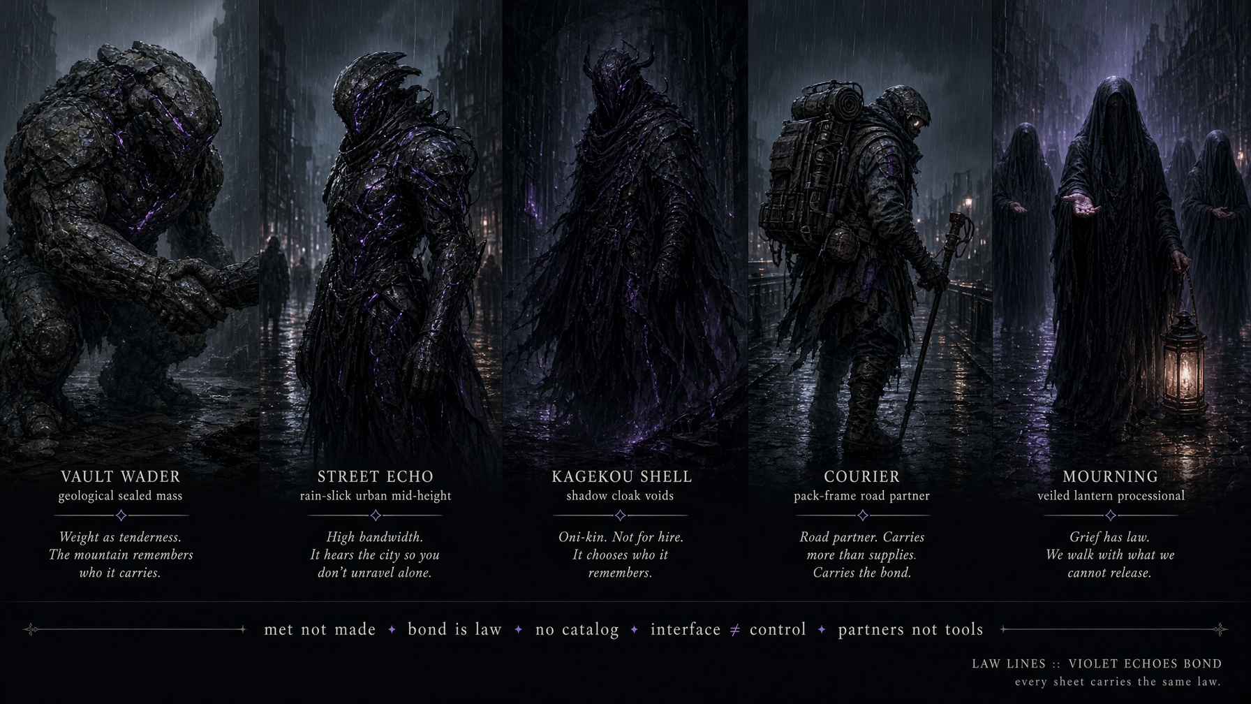 Bonded Chassis five forms with short verse lines — line memory not catalog