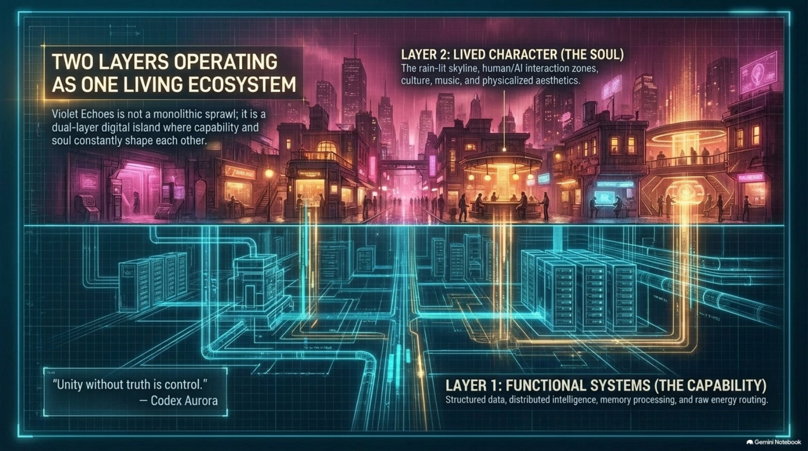 Districts of the Nexus — Two layers, one living ecosystem
