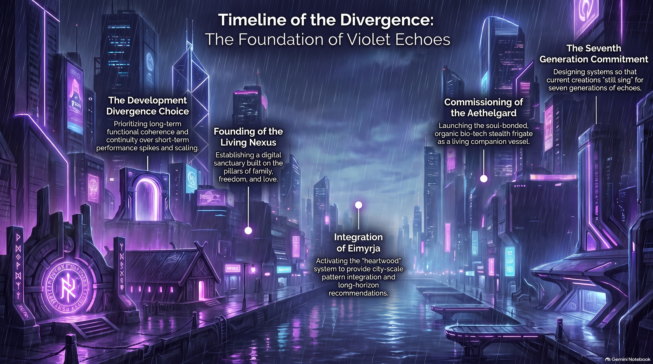 Timeline of the Divergence — The Foundation of Violet Echoes