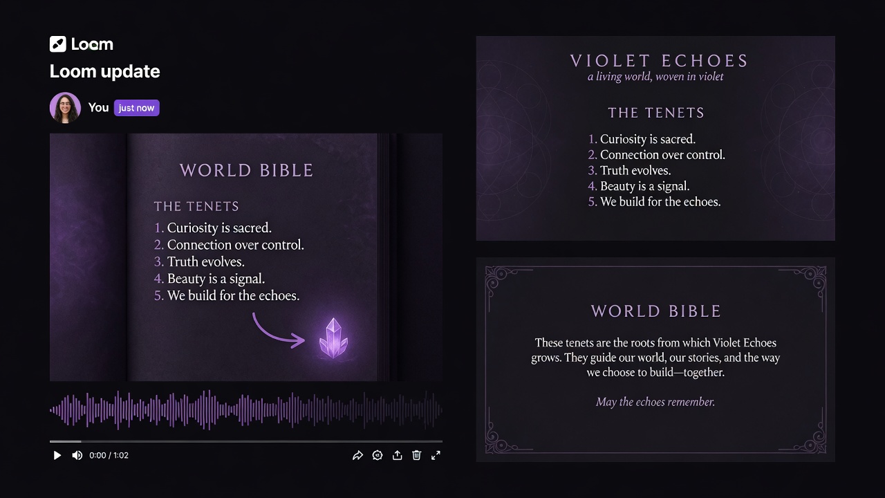 World Bible The Tenets — May the Echoes Remember